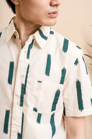 La Paz Alegre Printed Brush Shirt in Ecru