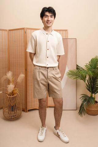 A.B.C.L. Miniera Cotton Gaberdine Shorts in Beige