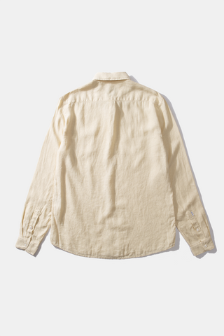 Edmmond Studios - Long Sleeve Button Down Collar Linen Shirt in Biege